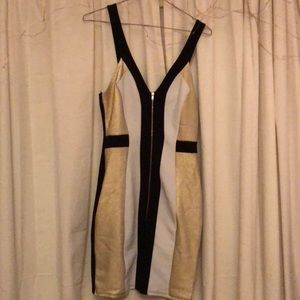 Multicolored zip front club dress